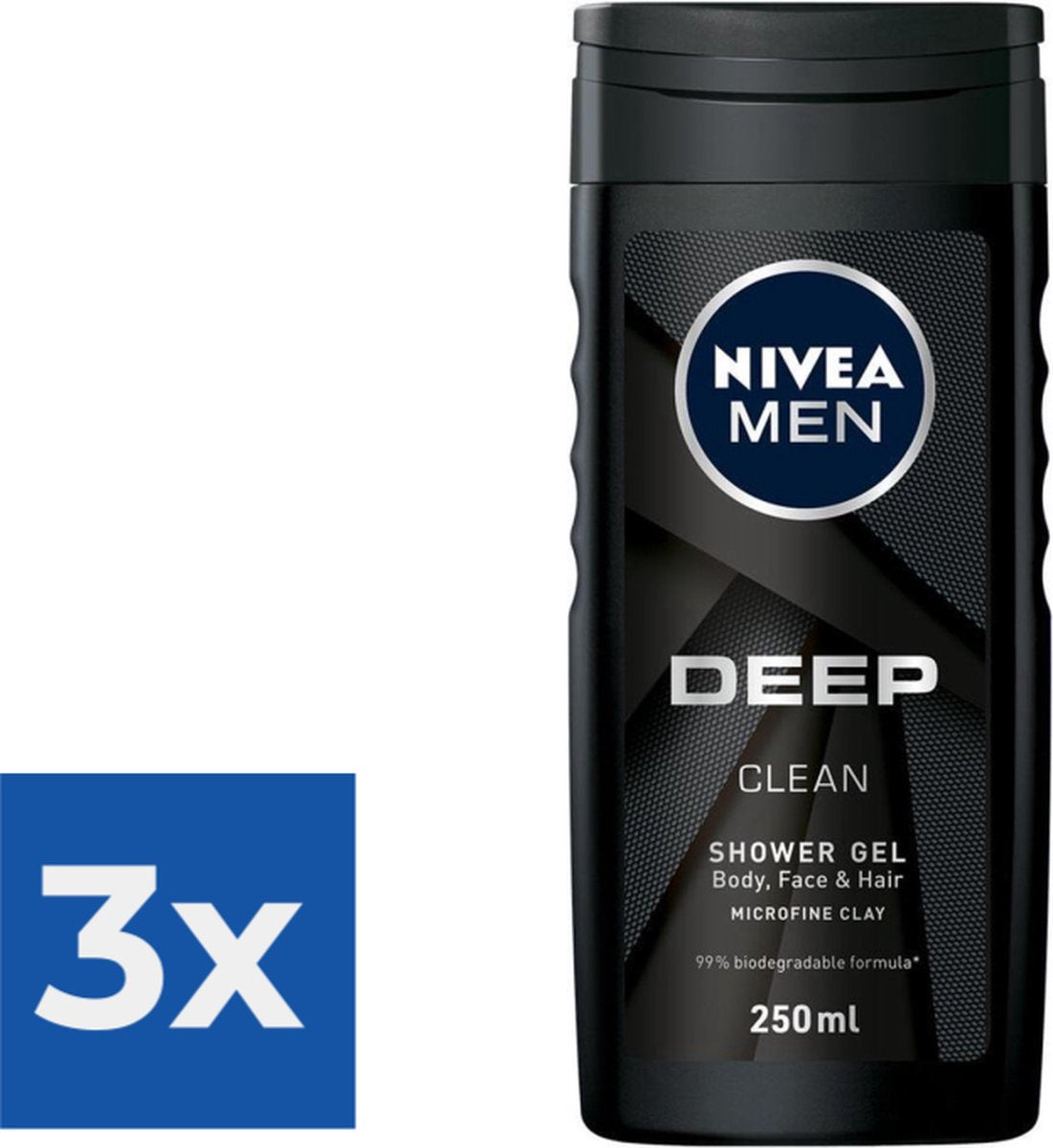 NIVEA Men Douchegel Deep Clean - 250 ml - Voordeelverpakking 3 stuks