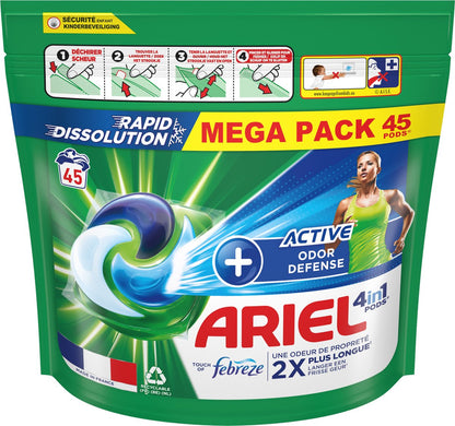 Ariel 4in1 Wasmiddel Pods + Actieve Geurbestrijding - 45 Wasbeurten