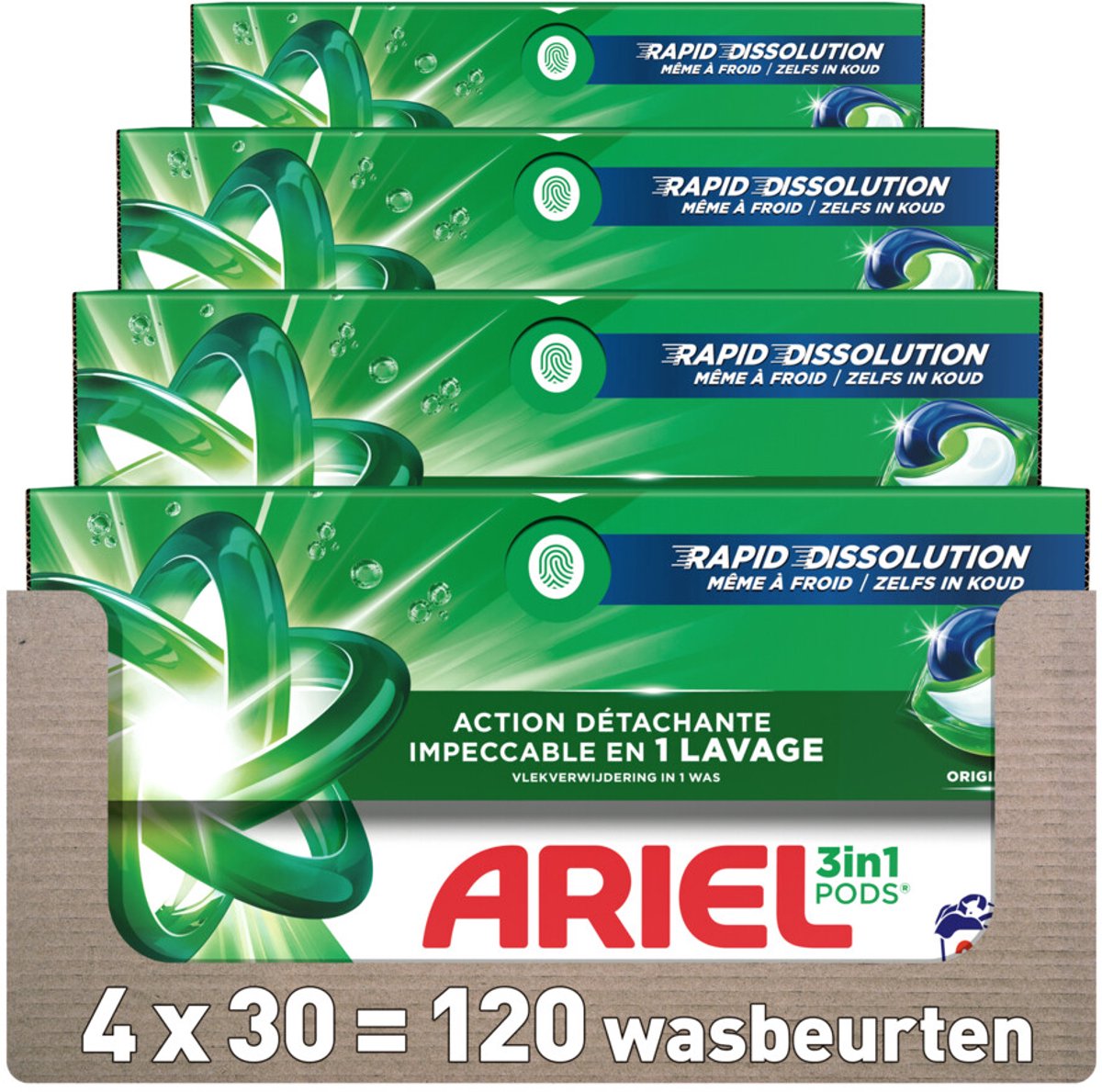 Ariel 3in1 Wasmiddel Pods Original - 4 x 30 wasbeurten