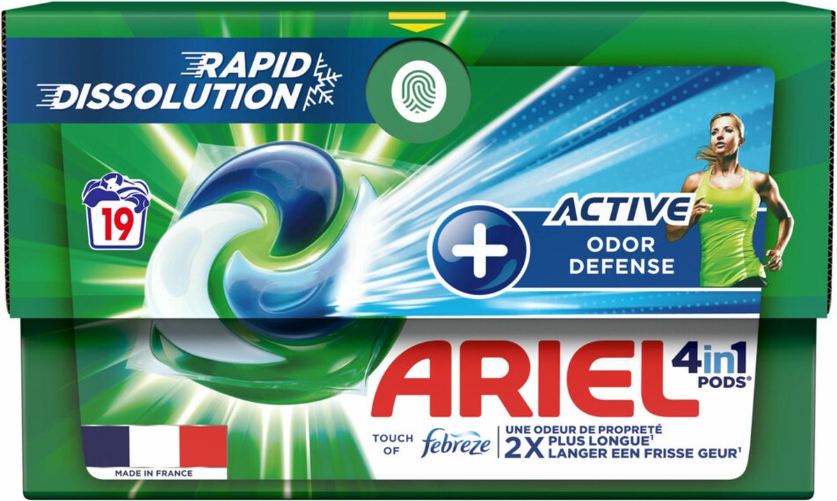 Ariel 4in1 Wasmiddel Pods Actieve Geurbestrijding 19 stuks