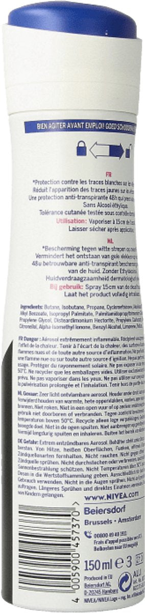 NIVEA Deodorant Spray Invisible For Black & White Clear - 150 ml