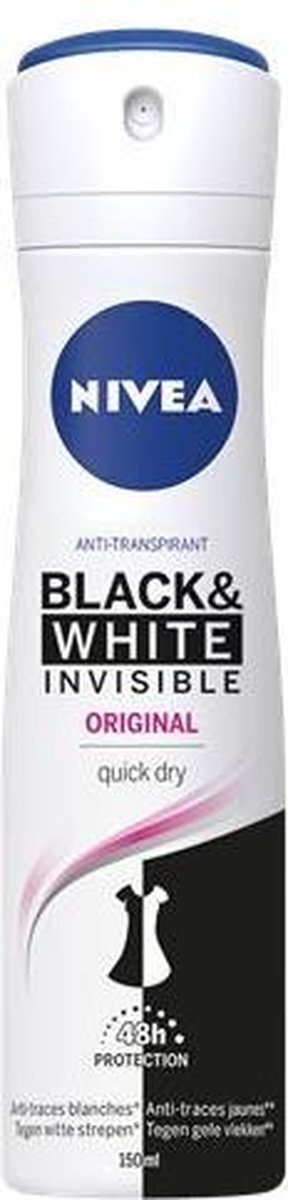 NIVEA Deodorant Spray Invisible For Black & White Clear - 150 ml