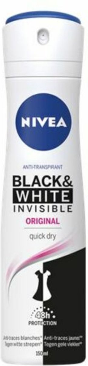 NIVEA Deodorant Spray Invisible For Black & White Clear - 150 ml