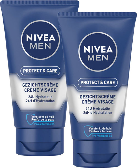 NIVEA MEN Protect & Care Gezichtscrème - 2x75 ml