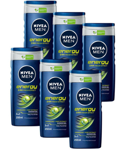 NIVEA Men Energy Douchegel - 250ml - 2 Stuks